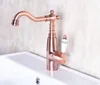 Kitchen Faucets Single Ceramic Handle Bathroom Vessel Sink Basin Swivel Spout Faucet Cold & Mixer Tap Antique Red Copper Anf133