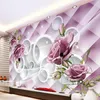 Novo personalizado 3d bonito pintado à mão roxo rosa 3d tv mural 3d papel de parede181s