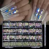 Dekoracje grafiki paznokci multi kształty paznokcie sztuka płaskie kryształ kryształowy rhinestone Diamonds Strass Manicure końcówka dekoracji 3D paznokcie klejnoty i krinestony 231121