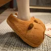 Slippers Maogu Lovely Capybara Womens Bedroom Home Warm Winter Shoes Girls Indoor Round Toe Plush Living Room One Size US 5-10