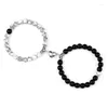 Strand Beads Natural Bracelet For Lovers Stone Distance Heart Magnet Couple Bracelets Friendship Fashion Jewelry Gift 2Pcs/Set