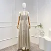 Casual Dresses 2023 Summer Sexy Lady Holiday White Grey Sleeveless Deep V Neck Women Top Quality Linen Maxi