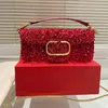 Luxury Designer Sequin Shoulder Crossbody Small Square Bag Large V Beauty Womens Versatile Chain Banquet Shiny Handbag Mens Messenger Bags