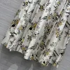 Rokken Fyion 2023 Bloemprint Midi Rok Runway Women Elegant High Taille Silk geplooide Fashion Holiday Deskled