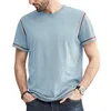 Herren T-Shirts Sommer Mode Herren Lose Kurzarm T-Shirt Rundhalsausschnitt Dünne Kante Kontrastfarbe Pullover Top