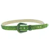 28% OFF Belt Designer New Green explosive glitter diamond inlaid women's with waistband and no trace punk skull head belt