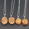 Pendant Necklaces Fashion Natural Stone Yellow Irregular Agate Reiqi Charm Men And Women Jewelry Making Selling Wsholesale 1Pces