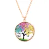 Chains Tree Of Life Glass Cabochon Statement Necklace Crystal Round Pendant Jewelry Charm Chain Choker Steampunk Gift For Women