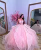 Doux 16 rose princesse Quinceanera robe chérie cristal perles dentelle fleur Appliques robe De bal Mexi robes De 15 Anos