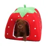 kennels pens Cute Strawberry Pet Dog Cat House Foldable Warm Soft Winter Bed Sofa Cave Puppy Kennel Nest For Small Dogs Cats 231123