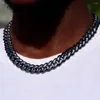 Kedjor män hip hop miami metall kubansk kedja halsband 13mm bling lyx svart guld silver färg chunky choker mäns smycken