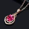 Chains Blood Red Rose Ruby Simulation Tourmaline Pendant Women's Jewelry Man Necklace Paired Pendants Woman For Men Male