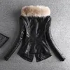 Women s Jackets 2023 Spring Autumn Real Fur Leather Jacket Women Small Coat Slim Fit PU All Match Casual Motorcycle 231123