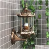 Ljushållare Antik yttre väggljusarmatur Aluminium Glaslantern Outdoor Garden Lamp Y200109 Drop Delivery Home Decor Dhwib