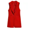 Women's Suits Women Vest Jacket Formal Waistcoat Elegant Sleeveless Suit Coat Mid-length Lapel With Thin Pockets Ol