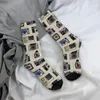 Chaussettes pour hommes chaussettes drôles et folles pour hommes motif de photographie Hip Hop Harajuku Style ancien appareil photo heureux sans couture imprimé garçons équipage