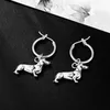 Boucles d'oreilles créoles Huggie paire européenne stéréoscopique teckel petits pendentifs créatifs mignons animaux métal couleur chien E552-T2Hoop