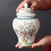 Lagerung Flaschen Europäische Keramik Glas Mit Deckel Tee Blatt Versiegelt Pfirsich Dekor Vase Küche Candy Nuss Kaffeebohne Flasche