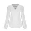 Camicette da donna Camicia a catena alla moda Primavera e autunno Top pullover da donna allentato a maniche lunghe con scollo a V