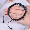 Bracelets de charme 12mm améthyste tissé bracelet réglable naturel oeil de tigre pierre noir givré pour hommes livraison directe bijoux bracelets Dhyow