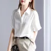 Blusas femininas algodão camisa branca manga curta 2023 verão fino solto design de moda topo