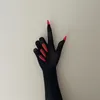 Fournitures de fête Kigurumi Cinq doigts sans couture velours ultra-mince respirant Anime Bas de soie noire Gants avec pièce d'amélioration des ongles