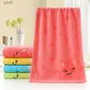 Towels Robes New 25X50cm Cute Towel Cat Pattern Soft Towel Children Embroidered Wool Towel Baby Products Soft Towel Bath TowelL231123