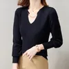 Maglioni da donna Manica lunga Maglione con scollo a V Donna Pullover coreano Top in maglia 2023 Autunno Inverno Casual Slim Nero Mujer Jumper Femme