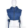 2023 New High Street Vintage Vestes Femmes Designer Vêtements Gilet Manteau Sangle À Capuche Sans Manches Denim Polaire Coton Bomber Veste