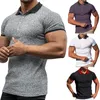 Camisetas masculinas Conjunto de desgaste atlético Muscle Stretch Manga curta Workout Tee Casual Slim Fit Camisa Homens Gráfico Noite