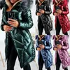 Women's Trench Coats Women Faux Fur Hooded Jacket Collar Cotton Down Puffer Parka Winter Long Coat Warm Thick Overcoat Outwear