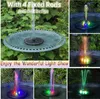 New 1 optionSolar Fountain Water Pump with color LED Lights for Bird Bath 3W with 7 Nozzles 4 Fixers Floating Garden Pond Tank