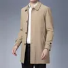 Misturas de lã masculina Mens Primavera Jaqueta Chegada Negócios Masculinos Casual Preto Khaki Long Jacket Top Quality Single Breasted Sólido Trench Coat 231122