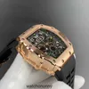 Watches for Mens Mechanical Watch Richa Milles Luxury Wine Bucket Richas Rm1103 Series Automatic Rose Gold Tape Wrist Leisure Sport