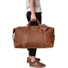 Duffel Bags MAHEU Genuine Crazy Horse Leather Men Travel With Rivet Big HandBag For Male Cowhide Bag Mans Travelling