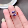 Cluster Ringen Mode Zilveren Tanzanite Ring Voor Jong Meisje 4mm 6mm VVS Grade Natuurlijke 925 Tanznaite Sieraden