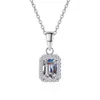 Colares pendentes 1ct colar de moissanita cortada em esmerald para mulheres 925 Silver Iced Diamond Platinum Pass Pass TesterPenda