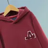 Новая дизайнерская детская толстовка с плюшевым логотипом и буквенным логотипом, детский свитер, размер 100-140, осенний высококачественный пуловер с капюшоном для мальчиков и девочек Nov25