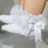 Babymeisjes bowknot lint kanten sokken vaste katoenen kinderen frilly enkel sokken gebreide ruches prinses schoenen dansende voetenvoeten pasgeboren kleding 7 kleuren