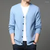 Heren truien man lange mouw knop omhoog gebreide kleding dunne Koreaanse stijl plus maat vest Cardigan xxxl blauw gebreide top trui casual outswear jongens