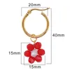 Baumeln Ohrringe Bohemian Vintage Kristall Perlen Frauen Ethnisch Elegant Edelstahl Rot Blume Tropfen Schmuck Geschenk Großhandel