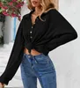 Women's Blouses Autumn Vintage Lapel Long Sleeve Shirt Loose Solid Button Down Pullover Top Female Waffle Shirts And 2023