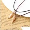 Pendant Necklaces Pendant Necklaces Boho Natural Shell Leather Cord Chain Choker Conch Seashell Charms Pendants Necklace For Women Jew Dhltf