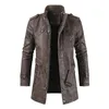 Men's Fur Faux Winter Thick Fleece Leather Jacket Coat Long Outwear Fashion Warm Casual Vintage Clothing for Men Steampunk Biker Jaqueta 231123