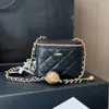 Mulheres designer caixa saco de bola dourada corrente diamante treliça bolsa de couro mini quadrado saco das mulheres crossbody sacos