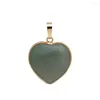 Pendant Necklaces Natural Semi-precious Stone Pendants Amethyst Rose Quartz Heart Shape 20mm Size Gold And Silver Edge 8 Colors For Choice