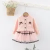 Pullover Girls Korean Cardigan Sweater Pure Color Short kjol Set Baby Girl Toddler Fall Clothes 2023