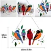 Nouveau Mini Pendentif Vitrail Fenêtre En Verre Tentures Acrylique Tenture Oiseaux Colorés Décor Chambre Accessoires Décor Scandinave Mot