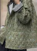 Zapętna bawełniana Kobiet Kobiety Mały kwiatowy nadruk luźne swobodne gęstość płaszcza z długim rękawem w pojedynczej piersi kieszonkowa marna