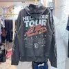 Herrtröjor tröjor hellstar grå vintage tvätt fram och bakbrev graffiti tryck high street 1 1 överdimensionerade par sport hoodie t231123